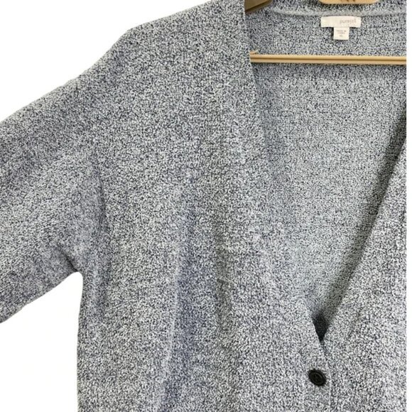 Pure J Jill One Button Oversized Boxy Cardigan Blue/gray Soft Fuzzy Fleece XL - Picture 5 of 8